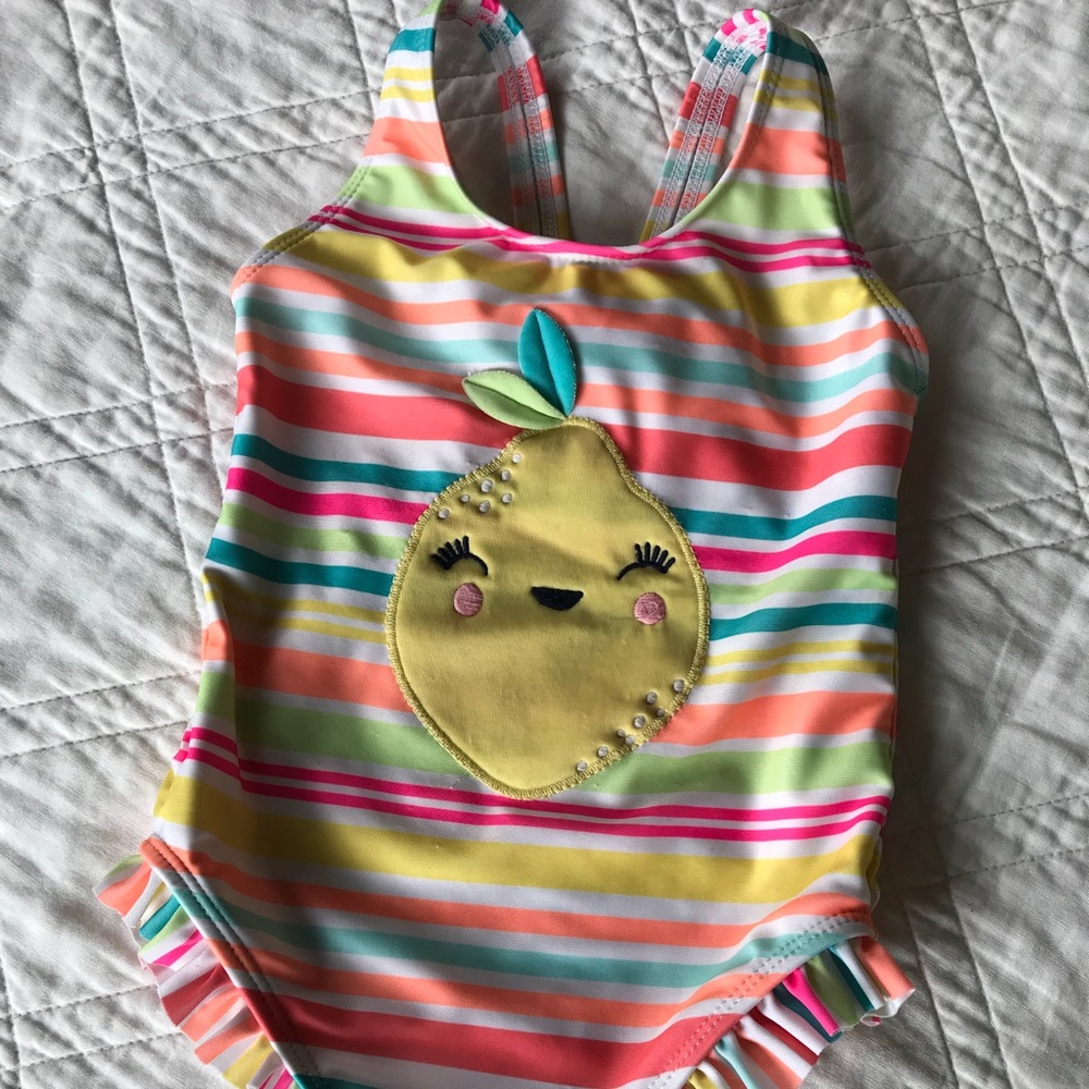 Gymboree Lemon Summer Stripe One Piece Swim Suit